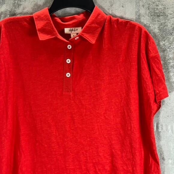 STYLE & CO Women's Petite Loving Red Short-Sleeve Polo Top SZ P/L - Picture 3 of 9
